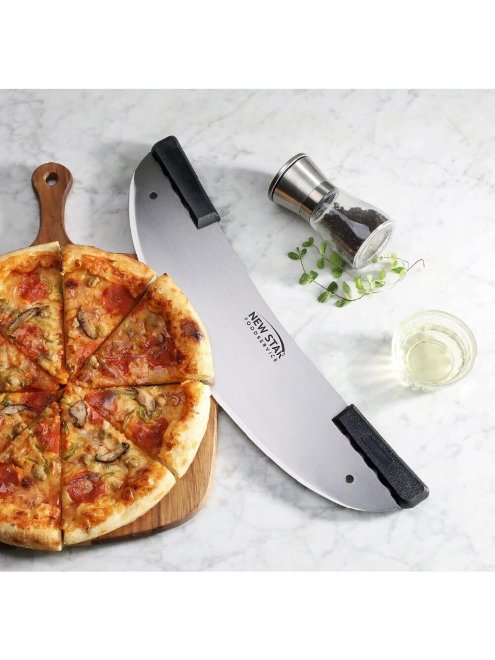 Deluxe 20-Inch Stainless Steel Pizza Knife - Commercial Grade Rocker Style